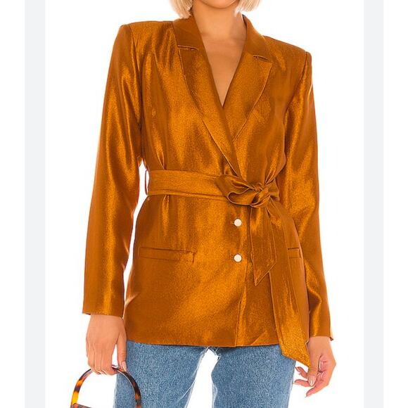 House of Harlow x Revolve Adra Jacket Shimmer Blazer Gold Bronze Size XXS - Picture 1 of 16